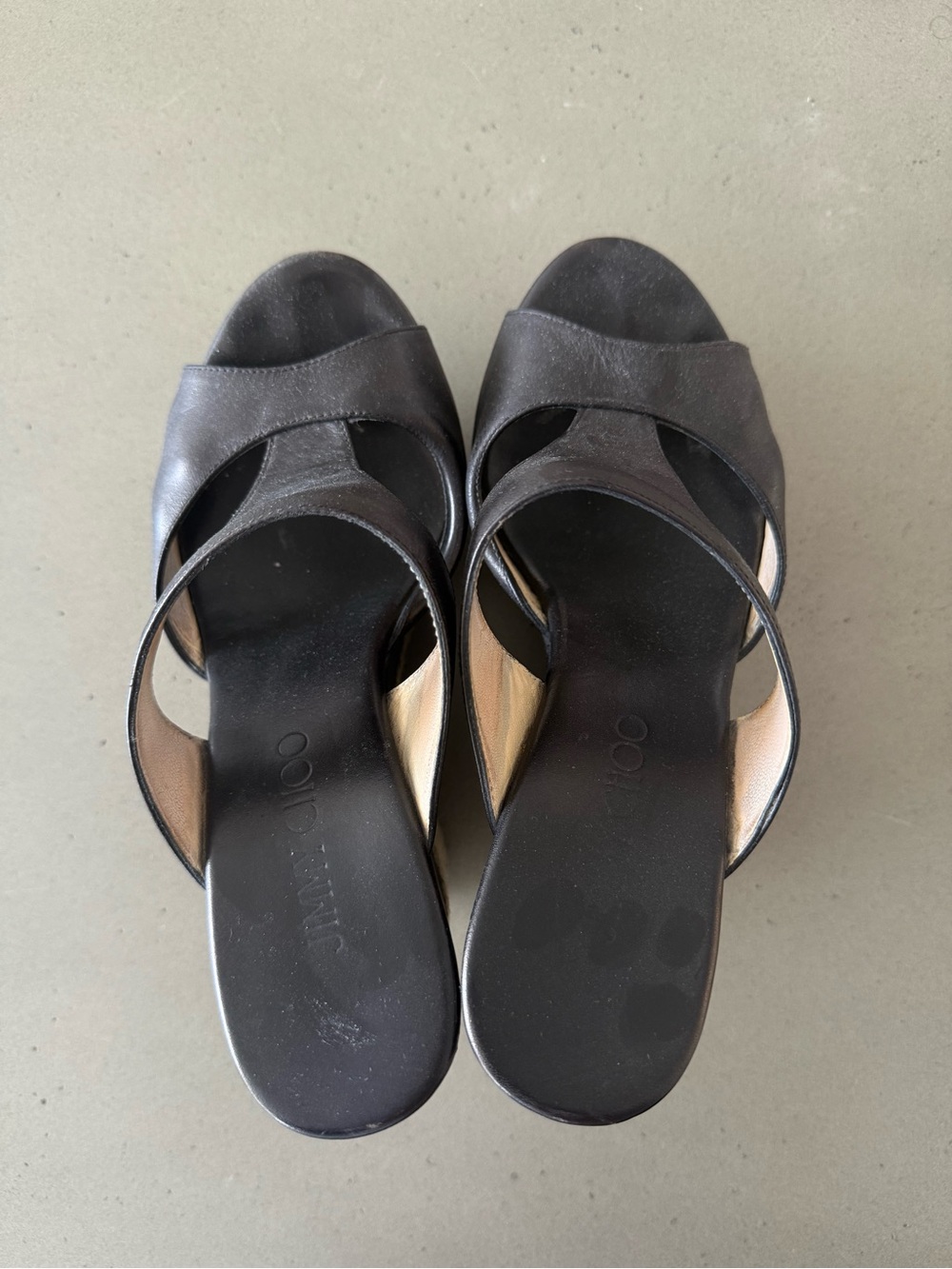 Black Leather Espadrille Platform Mule - Women's Shoes - Picture 3 of 4